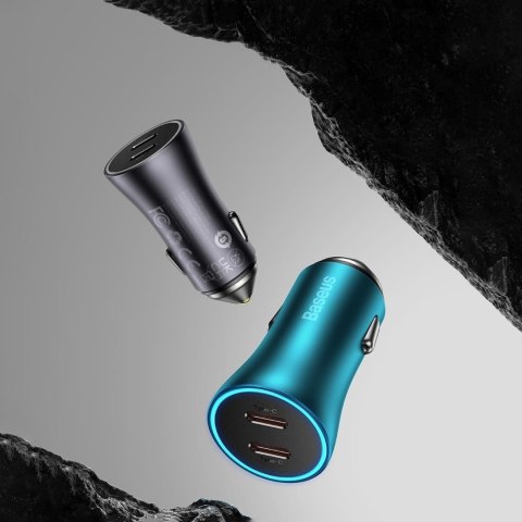 Ładowarka samochodowa Golden Contactor Pro 2x USB-C 40W - niebieski BASEUS