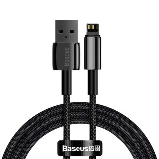Przewód kabel w oplocie do iPhone USB - Lightning 1m - cały czarny BASEUS