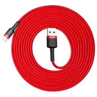 Wytrzymały nylonowy kabel przewód USB - iPhone Lightning QC3 3m - czerwony BASEUS