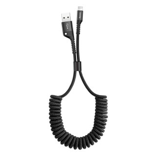 Kabel przewód do Iphone sprężynowy USB - Lightning Fish Eye 1m czarny BASEUS
