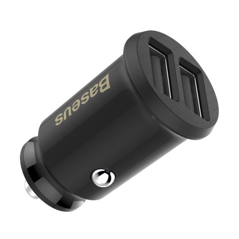 Mini ładowarka samochodowa do telefonu 2x USB Grain Car Charger czarny BASEUS