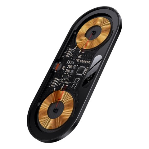 Podwójna ładowarka bezprzewodowa QI z wyświetlaczem USB-C 20W - czarny BASEUS