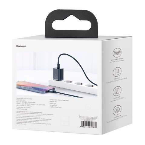 Super Si 1C szybka ładowarka USB-C 20W Power Delivery niebieski BASEUS