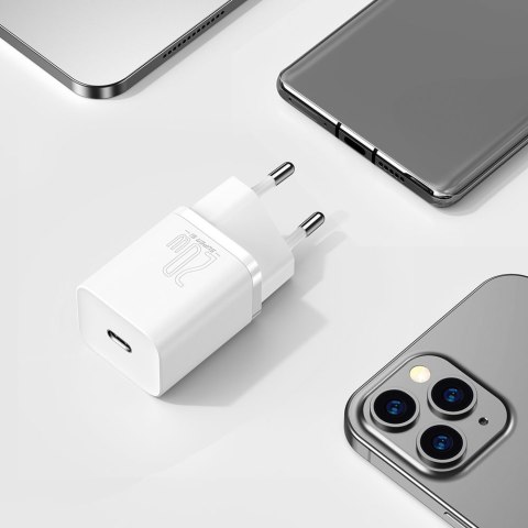Super Si 1C szybka ładowarka do telefonu USB-C 20W PD biały BASEUS