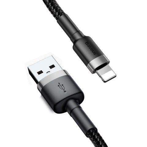 Wytrzymały kabel w oplocie do iPhone USB - Lightning QC3.0 2.4A 1m czarno-szary BASEUS