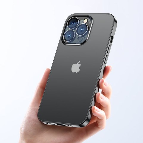 Case etui żelowe do iPhone 14 Plus obudowa pokrowiec z metaliczną ramką 14Q czarny JOYROOM