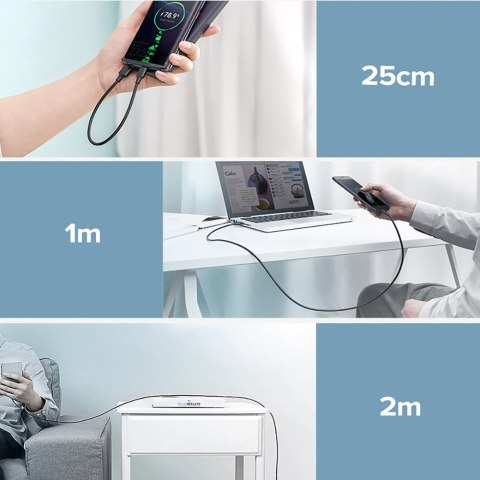 Kabel przewód przejściówka USB - USB-C Quick Charge 3.0 3A 0.25m czarny UGREEN