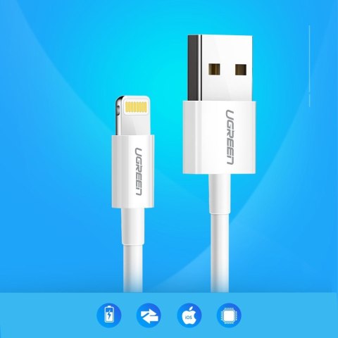 Kabel przewód do iPhone USB - Lightning MFI 1m 2.4A biały UGREEN