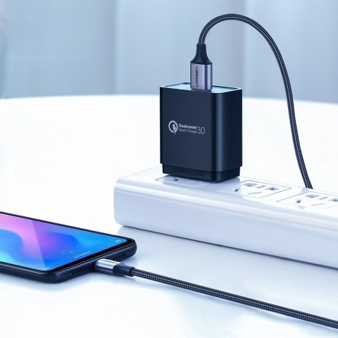 Kabel przewód w mocnym oplocie USB - USB-C QC 3.0 3A 2m szary UGREEN