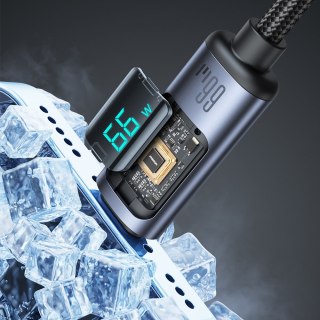 Kabel przewód z wyświetlaczem LED USB-C - USB-A 66W 1.2m czarny JOYROOM