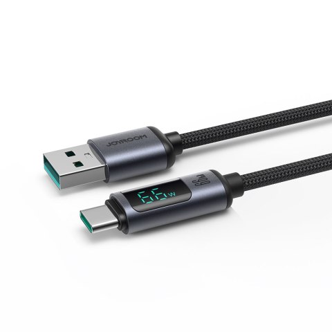 Kabel przewód z wyświetlaczem LED USB-C - USB-A 66W 1.2m czarny JOYROOM
