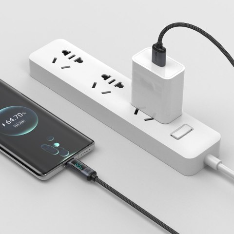 Kabel przewód z wyświetlaczem LED USB-C - USB-A 66W 1.2m czarny JOYROOM