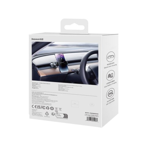 Uchwyt samochodowy z panelem słonecznym do Tesla Model 3 / Y T-Space czarny BASEUS