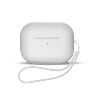 Silikonowe etui do słuchawek AirPods 1 / 2 + pasek smycz na nadgarstek białe HURTEL