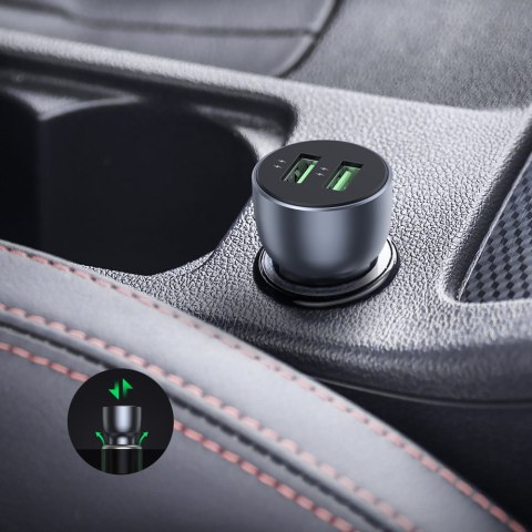 Szybka ładowarka samochodowa 2x USB 36W Quick Charge SCP FCP AFC szary UGREEN