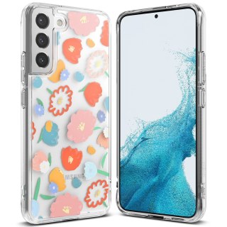Pancerne etui pokrowiec z żelową ramką Galaxy S22+ Fusion Design Floral przezroczysty Ringke