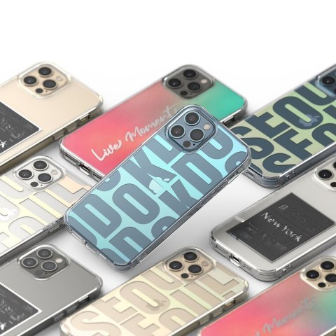 Pancerne etui pokrowiec z żelową ramką iPhone 12 Pro Max Fusion Design różowo-zielony Ringke