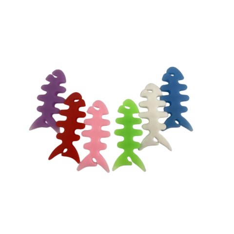 Zwijacz organizer kabla słuchawek w kształcie ryby zielony HURTEL