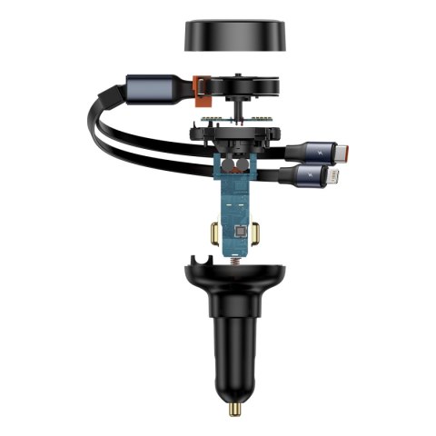 Ładowarka samochodowa z USB-C i ze zwijanym kablem USB-C iPhone 60W czarny BASEUS