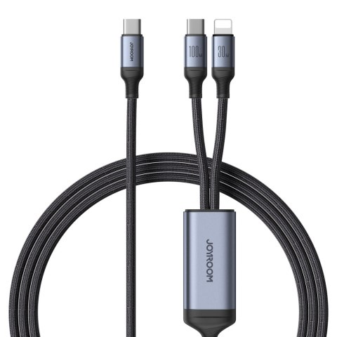 2w1 Kabel przewód Speedy Series USB-C - USB-C / iPhone Lightning 100W 1.5m czarny JOYROOM