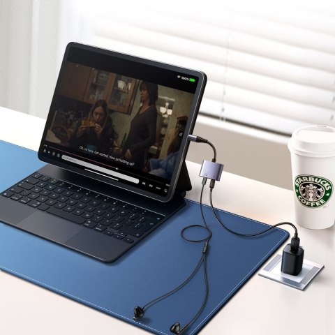 2w1 Adapter przejściówka do iPhone ładowarka + słuchawki Lightning / 2x Lightning czarny JOYROOM