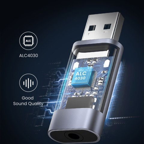 Adapter przejściówka audio na słuchawki USB-A do miniJack 3.5mm szary UGREEN