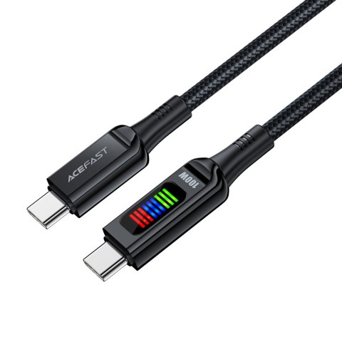 Kabel przewód USB-C - USB-C 100W z wyświetlaczem 1.2m czarny ACEFAST