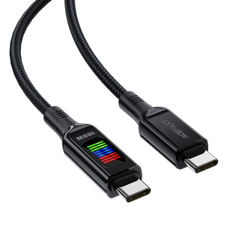 Kabel przewód USB-C - USB-C 100W z wyświetlaczem 1.2m czarny ACEFAST