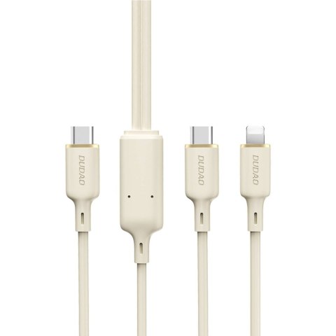2w1 Kabel przewód wzmacniany SR USB-C - USB-C / Lightning 100W 1.2m beżowy DUDAO