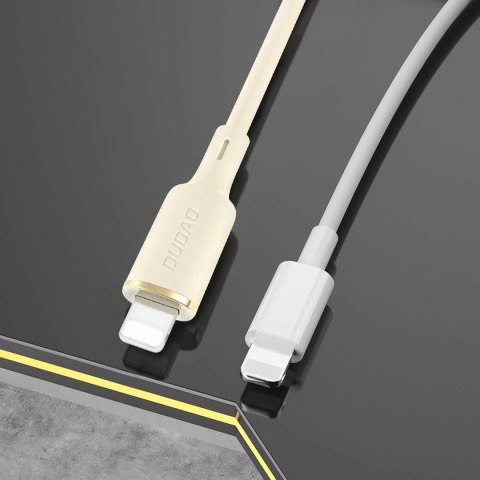 2w1 Kabel przewód wzmacniany SR USB-C - USB-C / Lightning 100W 1.2m beżowy DUDAO