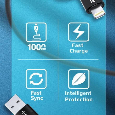 4w1 Uniwersalny kabel przewód 2x USB-C 1x USB-A 1x Lightning 60W 1m czarny WOZINSKY