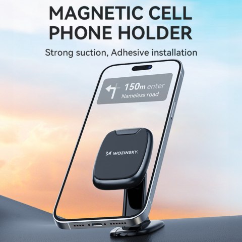 Uchwyt na telefon magnetyczny na deskę rozdzielczą w samochodzie czarny WOZINSKY