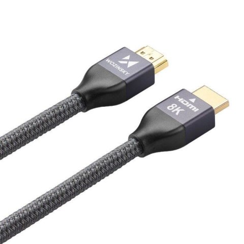 Kabel przewód HDMI 2.1 8K 60 Hz 48 Gbps 4K 120 Hz 2K 144 Hz 5 m srebrny WOZINSKY