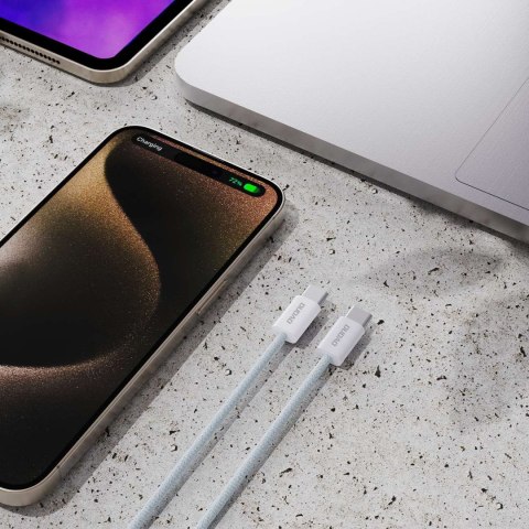 Wytrzymały przewód kabel UCB-C PD 60W w oplocie z włókna węglowego 1m jasno niebieski DUDAO