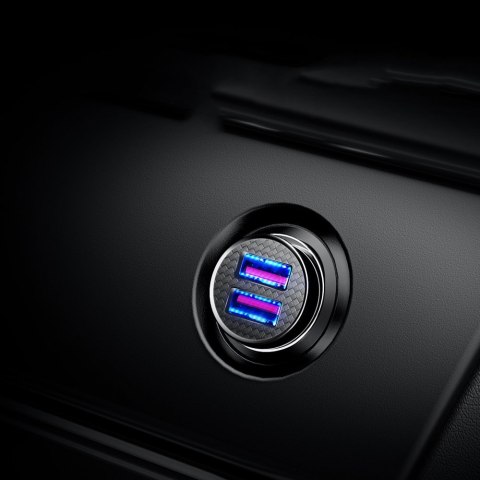 Inteligentna ładowarka samochodowa Circular 2x USB QC3.0 Quick Charge 3.0 SCP AFC 30W czarny BASEUS