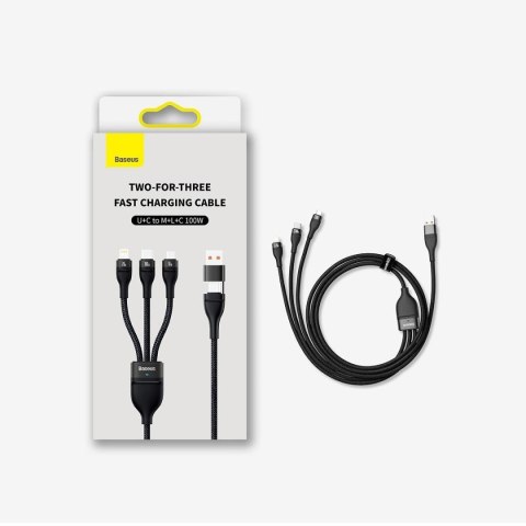 Kabel przewód 4w1 USB+USB-C do USB-C / iPhone Lightning / micro USB 1.2m - niebieski BASEUS