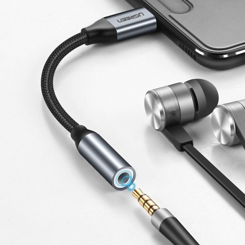 Przejściówka do słuchawek z Mini Jack 3.5 mm na USB-C 10cm - szary UGREEN
