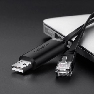Kabel przewód konsolowy przejściówka USB - RJ45 skrętka ethernet 1.5m czarny UGREEN