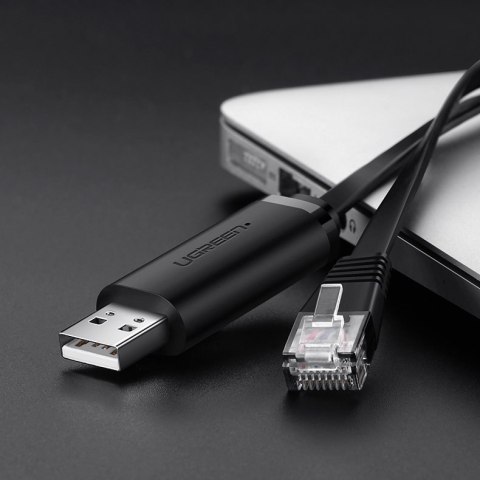 Kabel przewód konsolowy przejściówka USB - RJ45 skrętka ethernet 1.5m czarny UGREEN