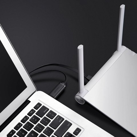 Kabel przewód konsolowy przejściówka USB - RJ45 skrętka ethernet 1.5m czarny UGREEN