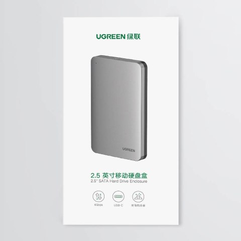 Kieszeń obudowa na dysk twardy 2.5'' SATA 3.0 6Gbps + kabel USB - USB-C 0.5m szary UGREEN