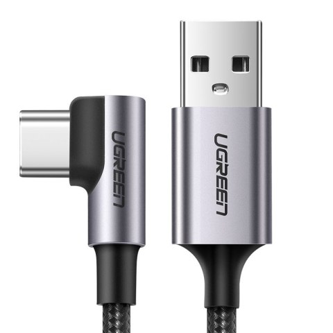 Kabel przewód kątowy w mocnym oplocie USB - USB-C QC 3.0 3A 2m szary UGREEN