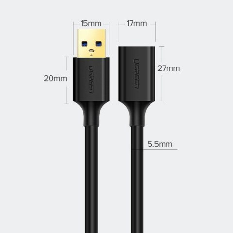 Przedłużacz przejściówka kabla USB-A 3.0 5Gb/s 0.5m czarny UGREEN