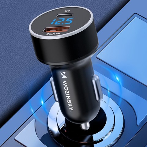 Ładowarka samochodowa do zapalniczki USB-C USB-A 36W czarna WOZINSKY