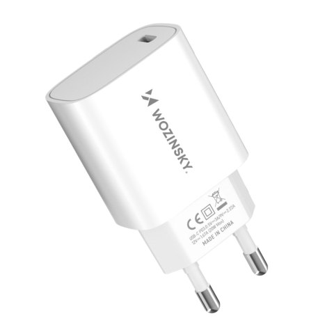 Ładowarka sieciowa 20W USB-C 100-240V biała WOZINSKY