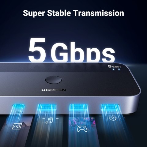 Przełącznik switch 2-in-4 na 2 komputery USB 3.0 + 2x kabel USB-A czarny UGREEN