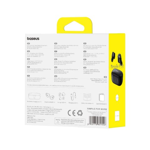 Słuchawki bezprzewodowe Bowie E18 TWS ENC IPX4 USB-C czarne BASEUS