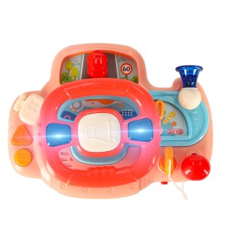 Zabawka interaktywna kierownica dla dzieci dziecka malucha do wózka symulator muzyka dźwięki różowa Kik Sp. z o. o. Sp. k.