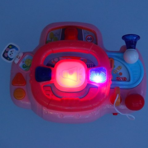 Zabawka interaktywna kierownica dla dzieci dziecka malucha do wózka symulator muzyka dźwięki różowa Kik Sp. z o. o. Sp. k.