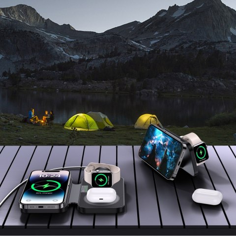 3w1 Ładowarka indukcyjna dla Apple i Samsung + funkcja stojaka - czarna CHOETECH